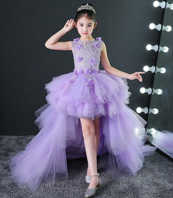 childrens purple prom dresses Purple Girls Prom Dress Children Birthday Princess Dress