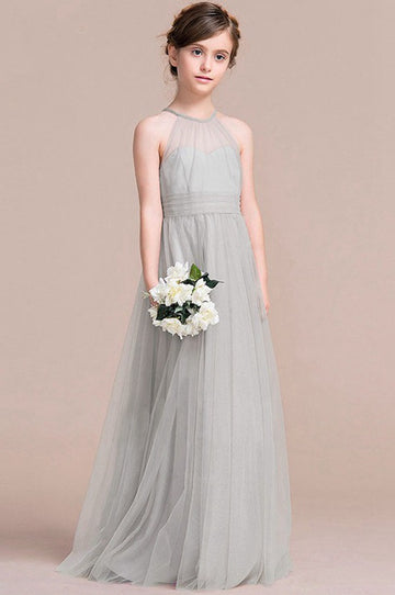 Halter Silver Kids Formal Dress GACH052