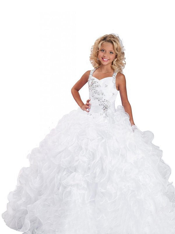 Girls White Pageant Gown GACH122 Girls White Pageant Gown GACH122