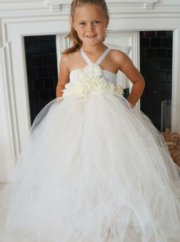 White Flower Girl Kiddie Paty Gown GACH153
