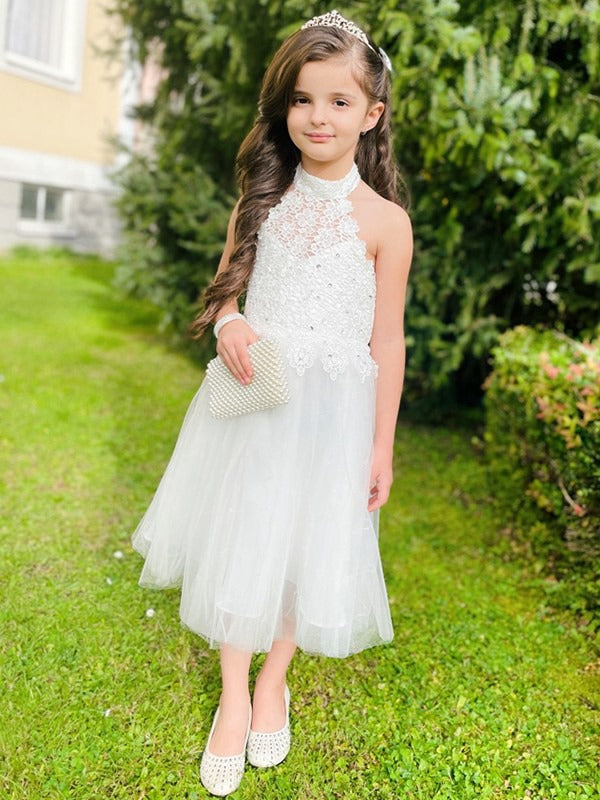 Kids Halter White Party Dress GACH222 Kids Halter White Party Dress GACH222