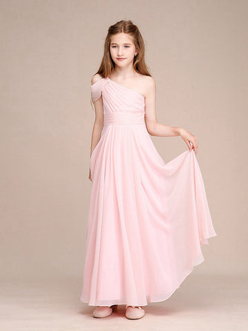 Girls One Shoulder Pink Party Gown GBCH052