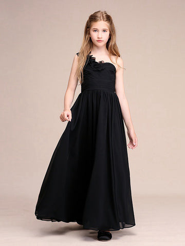 Girls One Shoulder Black Party Dress GBCH061