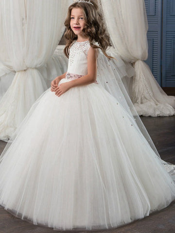 Girls White Princess Party Gown GCH0114