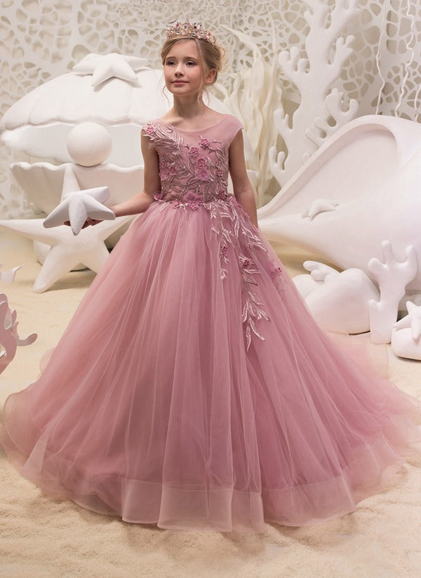 Lace Salmon Girls Party Dress GCHK035 Lace Salmon Girls Party Dress GCHK035