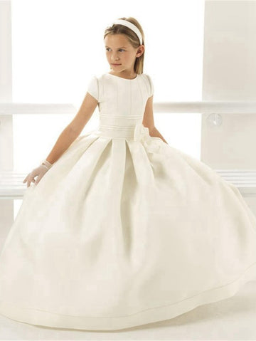 Cap Sleeve Girls White First Communion Gown GFGD502