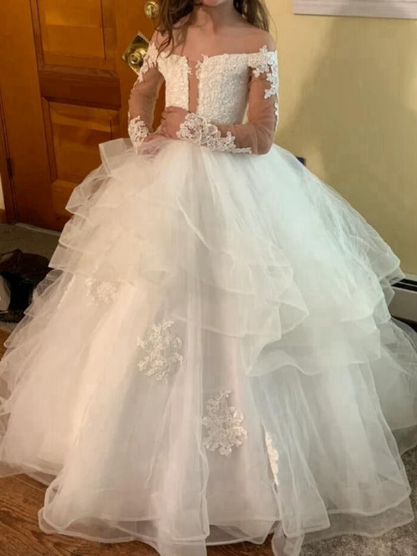 Girls Long Sleeve Ruffle Princess Party Gown GFGD509 Girls Long Sleeve Ruffle Princess Party Gown GFGD509