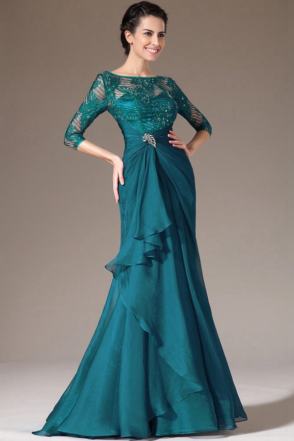 Vintage Ink Blue Half Sleeve A-line Evening Gown for Mother and Ladies Vintage Ink Blue Half Sleeve A-line Evening Gown for Mother and Ladies