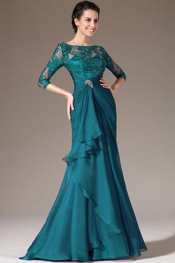 Vintage Ink Blue Half Sleeve A-line Evening Gown for Mother and Ladies JT1331