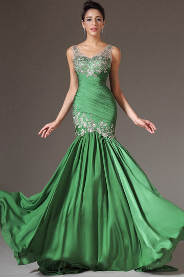 Vintage Green Lace Mermaid Evening Gown JT1344