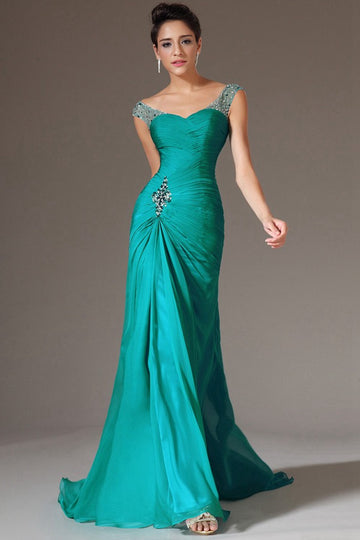 Vintage Dark Turquoise Mermaid Evening Gown JT1345