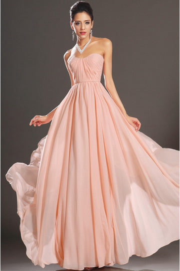 Trendy Pink Chiffon A-line Evening Gown JT1422