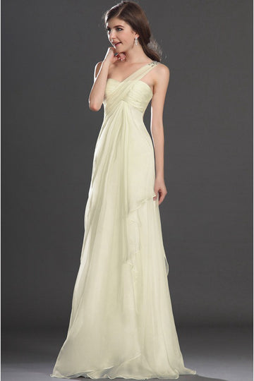 Trendy One Shoulder Chiffon Junior A-line Evening Gown JT1427