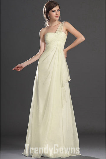 Trendy One Shoulder Chiffon Junior A-line Evening Gown JT1427