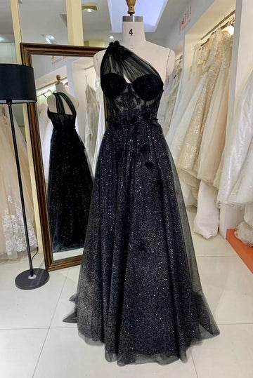 Trendy Black Junior A-line Prom Gown JTR037