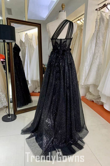 Trendy Black Junior A-line Prom Gown JTR037