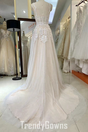 Trendy Lace Tulle Junior A-line Prom Gown JTR045