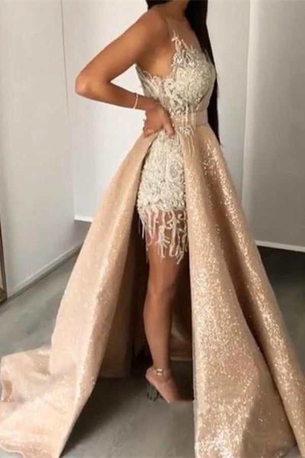 Glamorous Champagne Detachable Skirt Prom Gowns JTE011 Glamorous Champagne Detachable Skirt Prom Gowns JTE011