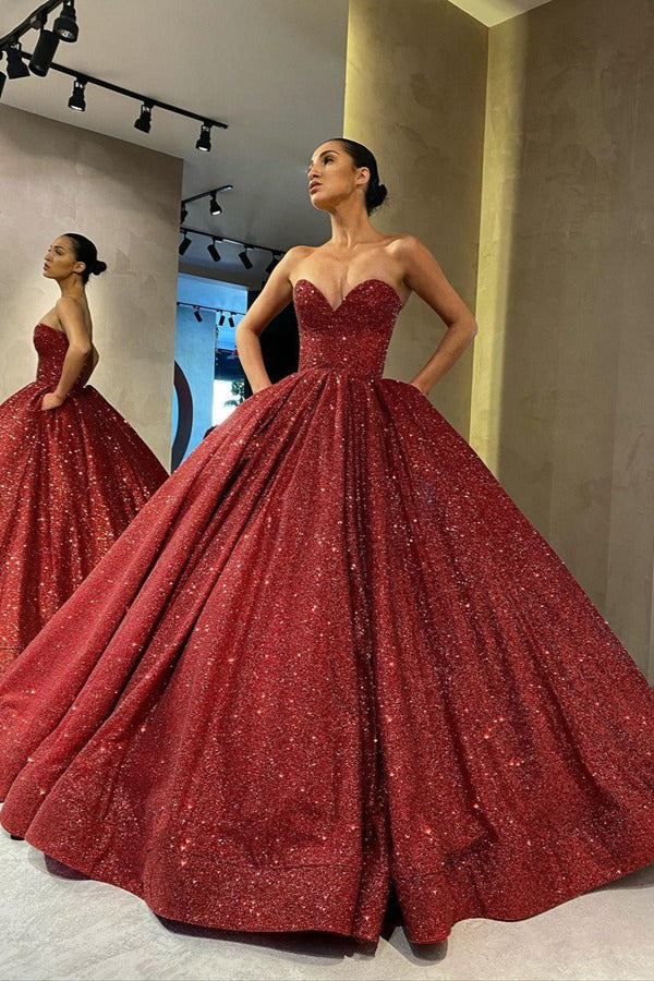 Sweetheart Puffy Ball Gown Red Prom Dress JTE027 Sweetheart Puffy Ball Gown Red Prom Dress JTE027