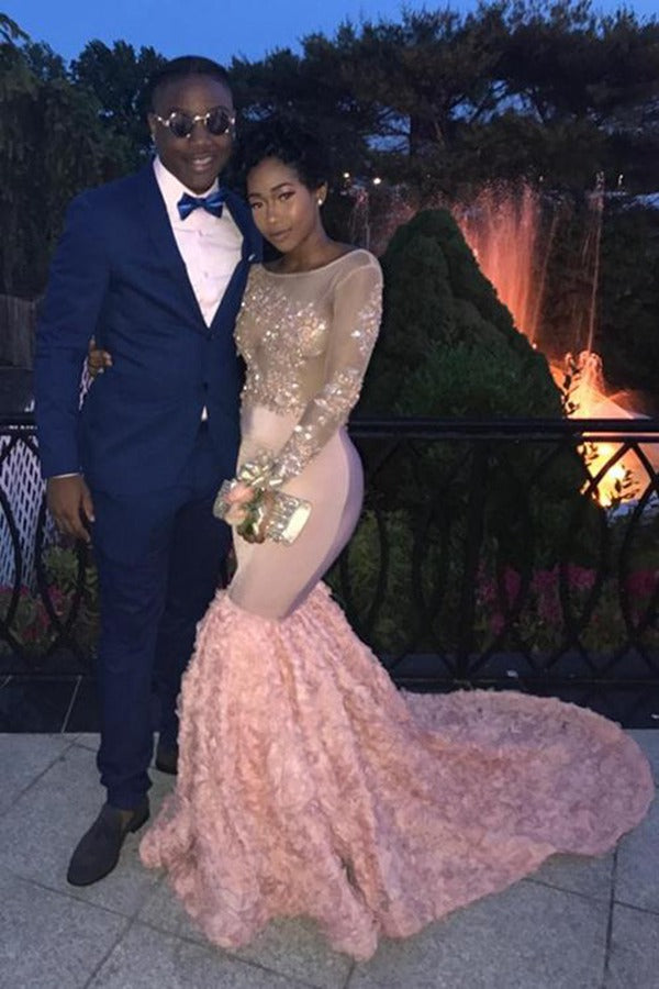 pink prom dress black girl Pink Mermaid Prom Dresses For Black Girl Luxury Crystal Beads robes de soire