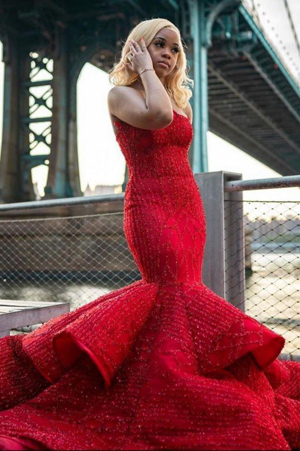 Plus Size Red Sweetheart Mermaid Charming Evening Gown JTE192 Plus Size Red Sweetheart Mermaid Charming Evening Gown JTE192