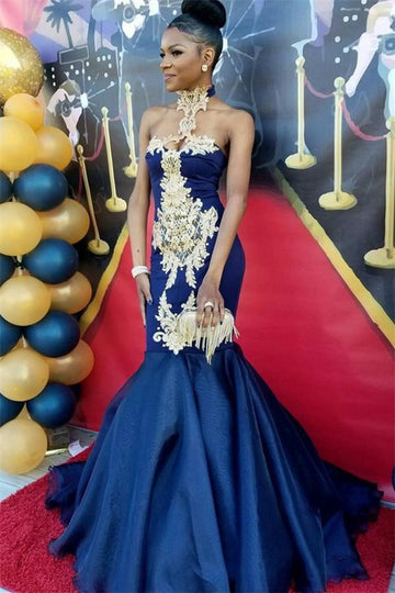 Trendy Royal Blue Lace Appliques One Shoulder Mermaid Evening Gown JTE559