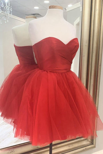 Trendy Red Sweetheart Simple Junior Short Prom Dress JTRE035