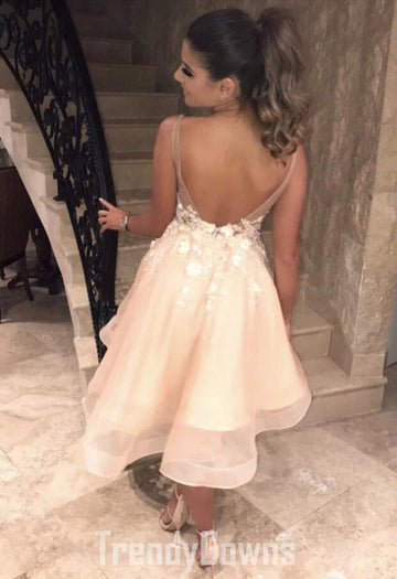 Trendy Straps V-neck Junior Homecoming Dress JTSH031