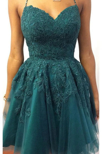 Trendy Straps Lace Junior Short Homecoming Dress JTSH173