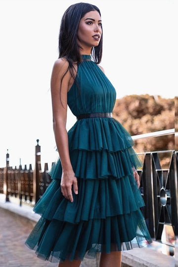 Trendy Blue Tulle Junior Short Prom Dress JTSH175