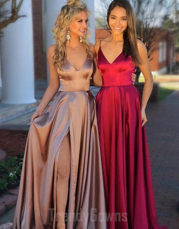 Simple Satin Straps Junior Prom Dress GTEEN069