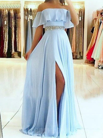 Light Blue Chiffon Junior Prom Dress GTEEN086