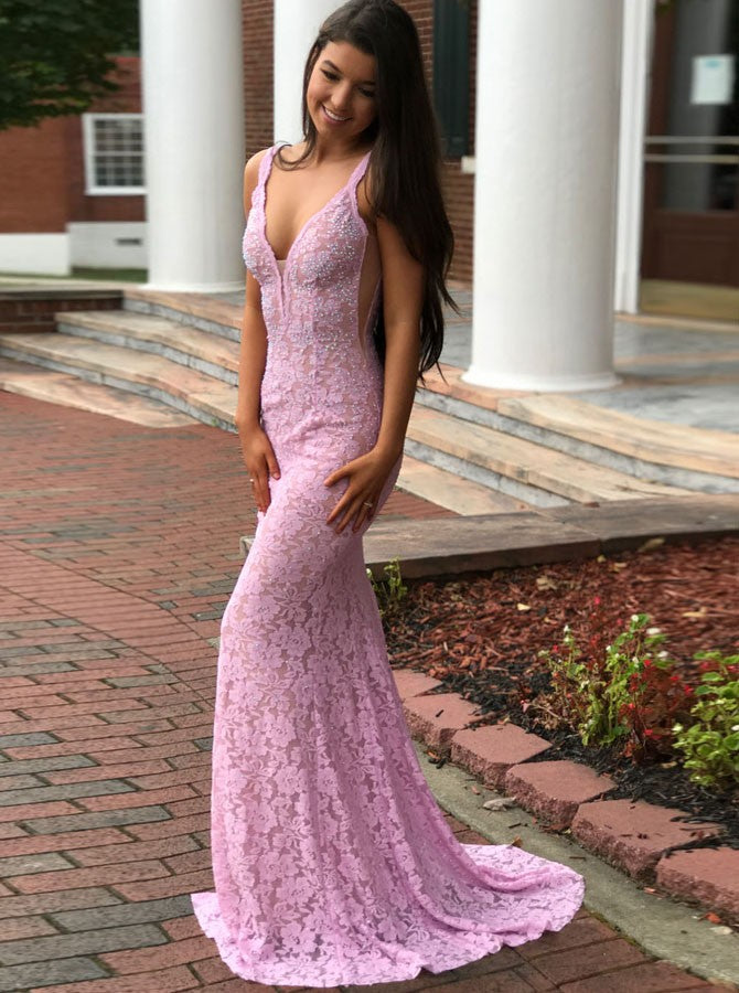 Pink Mermaid Lace Junior Prom Dress GTEEN105 Pink Mermaid Lace Junior Prom Dress GTEEN105