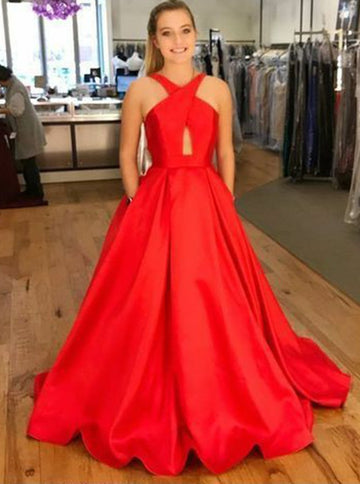 Hot Red Satin Junior Prom Dress GTEEN126