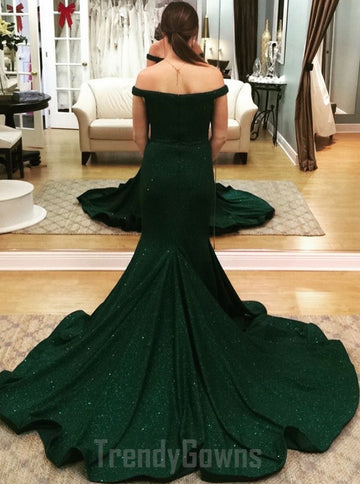 Classy Mermaid Off-the-shoulder Ink Blue Junior Prom Dress GTEEN131