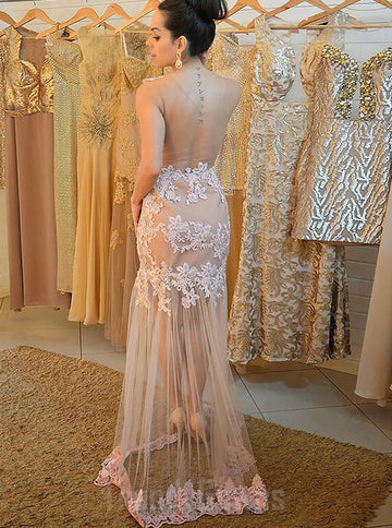 Pink Transparent Tulle Lace  Junior Prom Dress GTEEN132