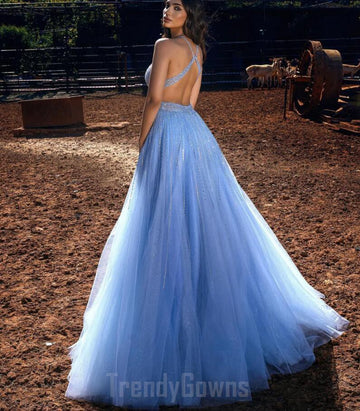 Princess Blue Halter Junior  Prom Dress GTEEN144