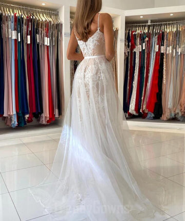 White Tulle Lace Mermaid Junior Prom Dress GTEEN145