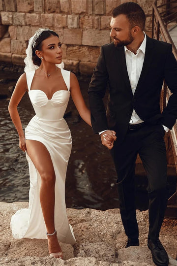Sexy High Split Straps Sweetheart Wedding Gown TWA008
