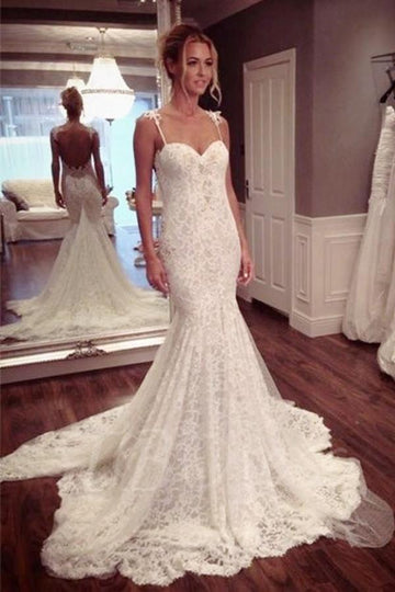 Strap Sweetheart Mermaid Lace Wedding Gown TWA0262
