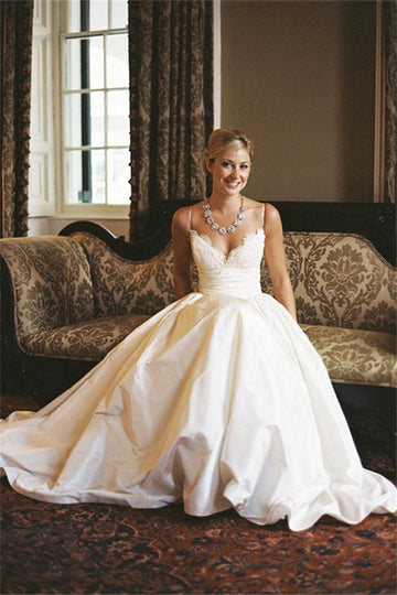 A-line Spaghetti Strap Lace Wedding Gown TWA0492