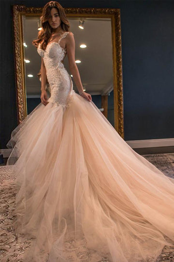 Trendy Mermaid Sweetheart Watteau Train Wedding Gown TWA0562