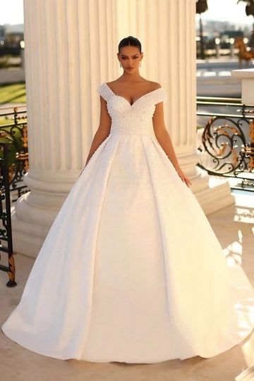 Trendy Off-the-Shoulder Ball Gown Bridal Gowns TWA097