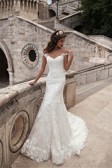 Trendy Illusion Neckline Lace Mermaid Wedding Gown TWA1312