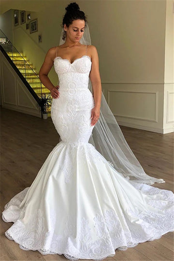 Trendy Spaghetti Straps Mermaid Wedding Gown TWA206