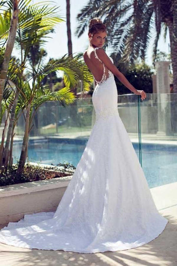 Beach Straps Lace Mermaid Wedding Gown TWA2122