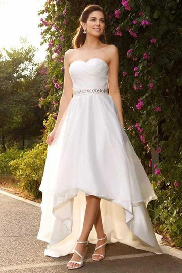 A-Line Sweetheart High Low Satin Wedding Gown TWA2312