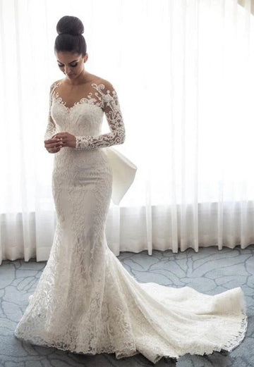 Trendy Detachable Overskirt Lace Mermaid Wedding Gown TWA236