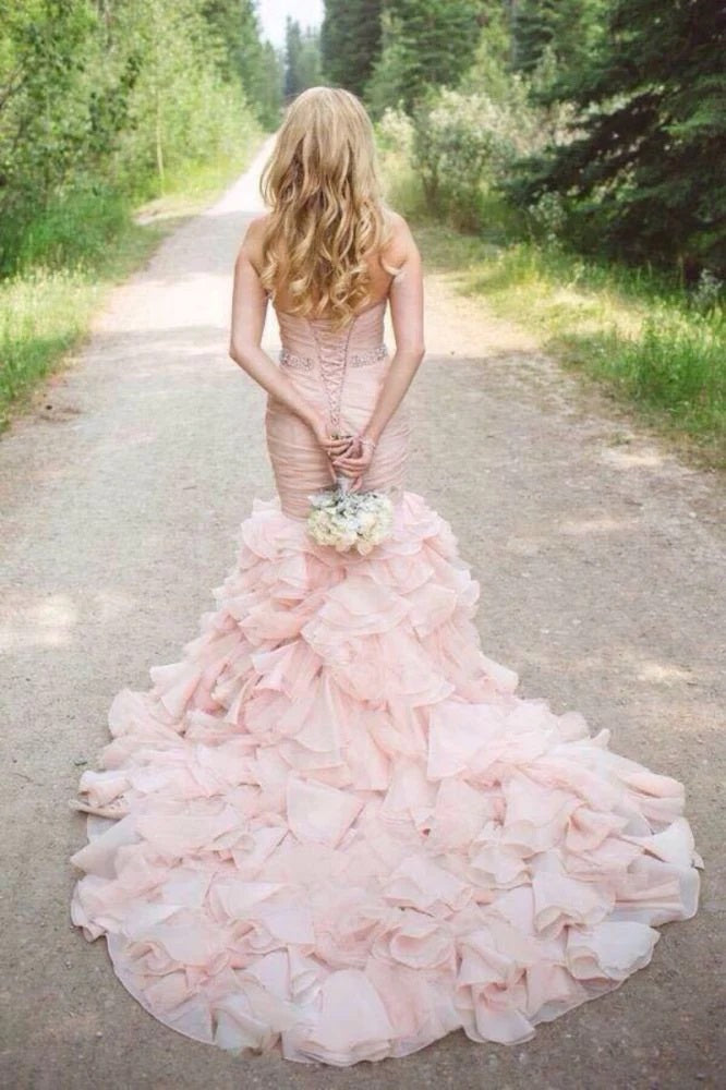 mermaid style wedding dress with ruffles Mermaid Wedding Dresses