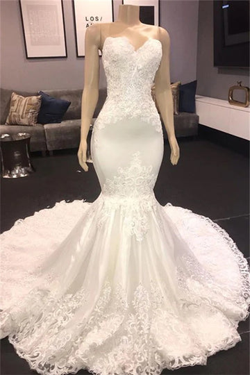 Trendy Sweetheart Mermaid Lace Wedding Gown TWA254